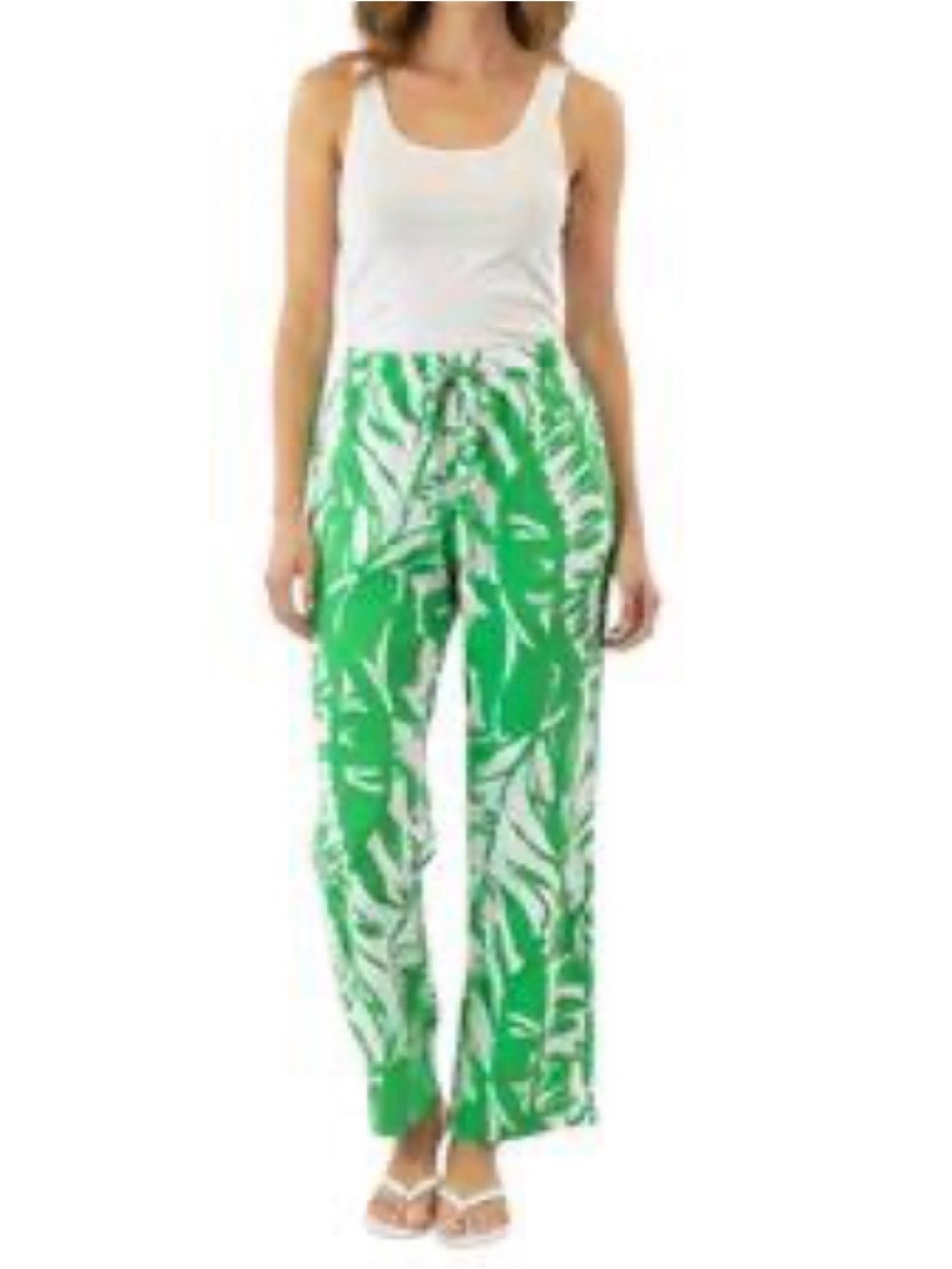 Lilly Pulitzer for Target Palazzo Pants Green White Tropical Palm Leaf Size XS